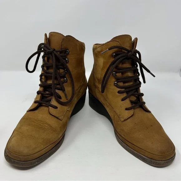 Mephisto Air Jet Tan Light Brown Leather Lace Up Ankle Boots Size 7 - Picture 10 of 12